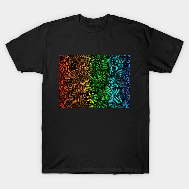 Rainbow Zentangle Pattern T-Shirt by MyownArt